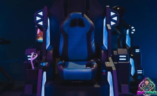 silla gamer azul y negra